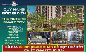 5 căn shophouse khối đế 60m2 - 62.9m2 the victoria smart city giá 17x tr/m2 - ck 10.5%