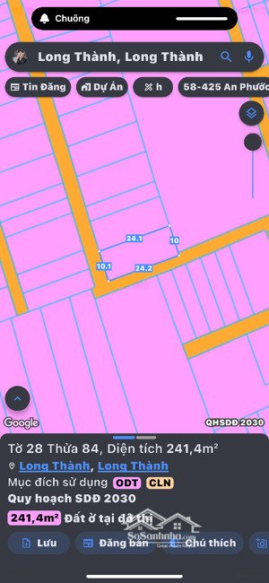 lô đất thị trấn long thành gần kề sân bay cách chợ mới long thành 1km,241m2 thích hợp xây nhà,vườn