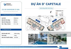 vinhomes d''capitale - bán quỹ căn shophouse chân khối đế trần cao 7m, có thể thiết kế 2 tầng