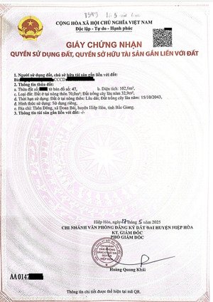 bán nhanh lô đất tại thôn đông, đoan bái, hiệp hoà, bắc ninh