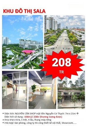 *chuyên cho thuê shophouse mặt phố nguyễn cơ thạch nguyên căn, 208 triệu/tháng, 698m2* giá tốt nhất