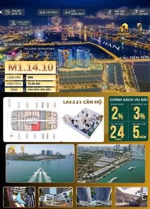 the meridian - căn góc 2pn view triệu đô, ven sông hàn không gian linh hoạt giữa downtown đà nẵng