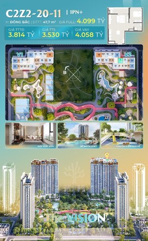 độc quyền căn 1pn + view công viên nước vinwonders - masteri era landmark