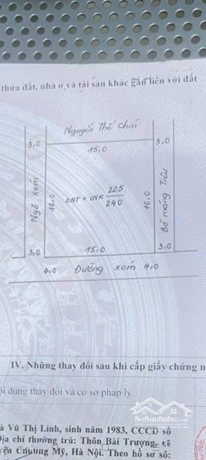 hàng phân lô hoàng diệu, 6,5 tỷ, 240m2, mặt tiền 15m, ngõ 5m, pháp lý đầy đủ, chương mỹ, hà nội