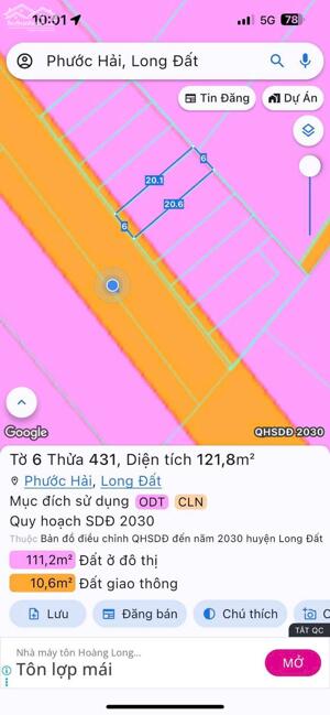 cần bán gấp lô đất ở thị trần phước hải cách biên chỉ 5 phút di chuyển 120m2 giá chỉ 1ty1