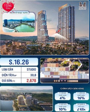 bán studio aria bay hạ long view hồ nhạc nước ngắm hoàng hôn cực chill giá tt sớm chỉ 2,268 tỷ