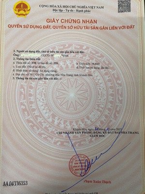 lô đất hẻm củ chi, bắc nha trang - 58,8m2 ngang 5,5m - giá 3,55 tỷ