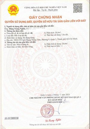 bán nhà riêng trung tâm quận 3, chỉ 50m ra mặt tiền cmt8