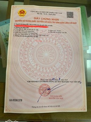 bán đất tại xã tân việt, yên mỹ, hưng yên, 1,6 tỷ, 74,4 m2, mặt tiền 4,5m, pháp lý đầy đủ