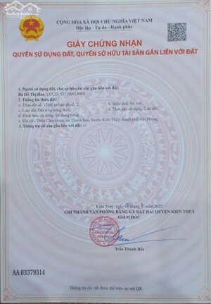 Bán đất Thanh Sơn - Kiến Thụy - Hải Phòng