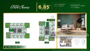 bán cc the park avenue, 6,85 tỷ, 64.44m2, 2pn, 2wc, pháp lý đầy đủ view q1