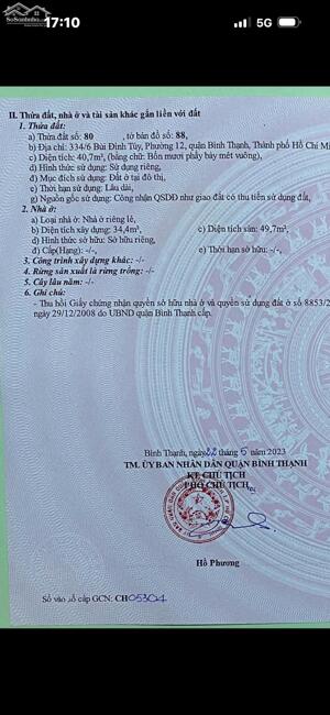 Nhà 1 trệt 1 lững 3.6x12m 334/6 Bùi Đình Túy 4 tỷ