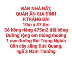 BÁN NHÀ ĐẤT, QUÁN ĂN GIA ĐÌNH P.TRẢNG DÀI, SỔ HỒNG RIÊNG, ĐƯỜNG 6m THÔNG THOÁNG (NP1190)