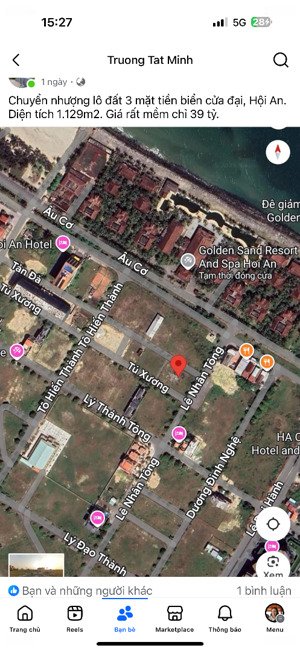 cần bán đất âu cơ, cửa đại, hội an. giá tốt