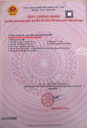 đất trung tâm cam hiệp bắc 271m² full thổ, giá chỉ 990 triệu