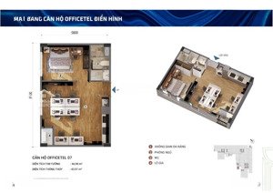bán căn officetel 53m2, 2,4 tỷ vừa ở, vừa kinh doanh - hàng hiếm!