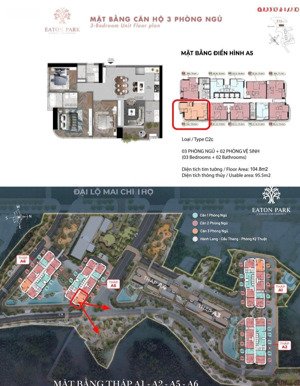 chính chủ gửi bán căn 3 phòng ngủ dự án eaton park tháp a5 diện tích 104.78m2 giá 17.5 tỷ all in