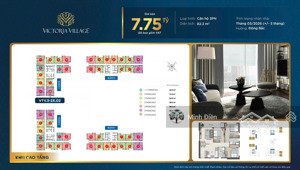 bán cc victoria village tại đường đồng văn cống, 7,75 tỷ, 89m2, 3pn + 2wc view nội khu hồ bơi
