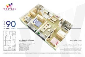 chưa tới 62tr/m2 sở hữu 3 ngủ 2 vệ sinh - chung cư west bay , khu đô thị ecopark