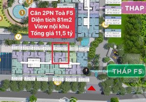 căn 2pn tòa f5, diện tích 81m2, giá 11,5 tỷ, view tiện ích nội khu, sun feliza cầu giấy