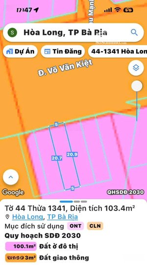 lô đất mt võ văn kiệt gần bệnh viện bà rịa