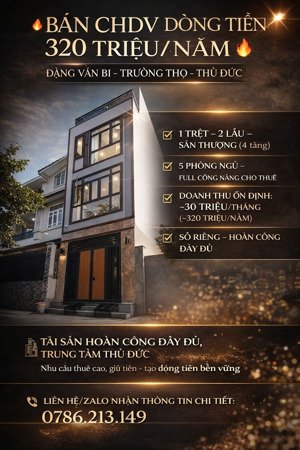 bán chdv dòng tiền ổn định - trung tâm trường thọ, thủ đức - hẻm xe hơi thông thoáng