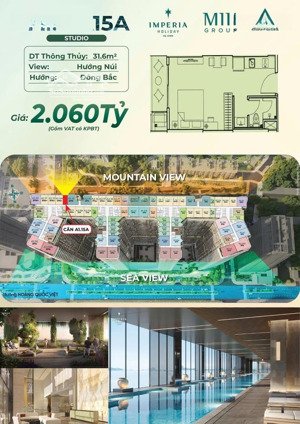 1,7 tỷ sở hữu căn hộ studio mặt biển, bể bơi 100m2 view vịnh , giá rẻ tiến độ giãn, ck thêm 15%.