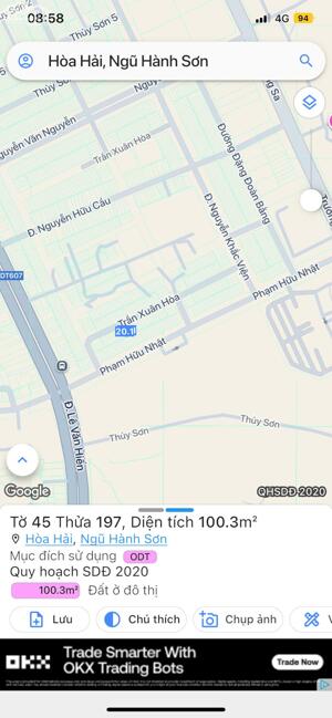 Bán đất đường Trần Xuân Hoà - Ngũ Hành Sơn, DT 100m2 giá 5tỷ9. LH 0942992361