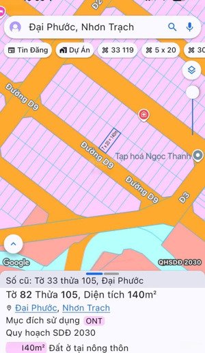 bán đất tđc đại phước- đường d9 , 140m2 sổ riêng gần trường học, gần chợ.. giá tốt nhất khu