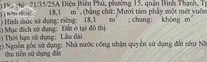 Nhà 2 tầng 3x7m 71/35/25A Điện Biên Phủ