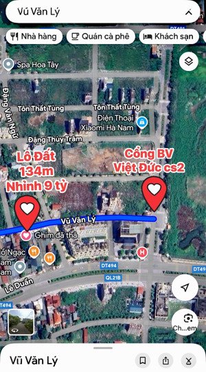 134m2, vũ văn lý, giá 72tr/m2. lô đất vừa ở vừa kd nhà hàng, ks, nhà thuốc. cạnh cổng bv việt đức 2
