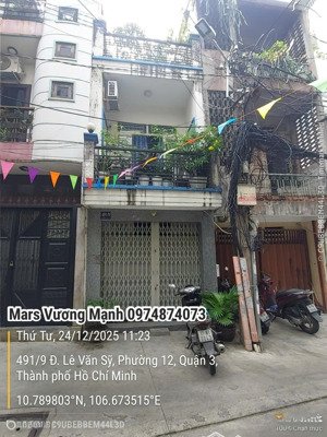 bán nhà 3 tầng 49,6 m, ngang 3m, lê văn sỹ, quận 3, hcm