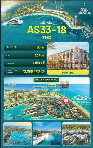 giỏ hàng nhà liền kề từ 10.1 tỷ, biệt thự 18 tỷ đợt 1 dự án vinhomes green paradise lh 