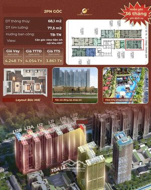 giá từ 5x triệu/m², chỉ cần vốn 10% sở hữu ngay căn hộ 2pn góc cực đẹp