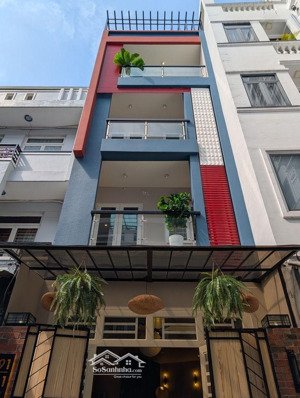 nhà mới thiết kế mid century modern 4 tầng 3pn 6,95 tỷ hxh 6m phân lô đồng bộ