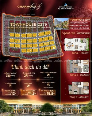 duy nhất 1 căn kề góc - sát công viên trục đường d2 || nhà phố liền kề charmora city - nha trang