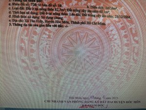 bán đất 142m2 có 82,5 thổ cư và 60,1 cln tại xã tân hiệp, 5,5 tỷ, hóc môn, hồ chí minh giá cực chất