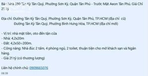 Bán Nhà 380 Tân Kỳ Tân Quý, Phường Sơn Kỳ, Quận Tân Phú - Trước Mặt Aeon Tân Phú. Giá Chỉ 21 Tỷ