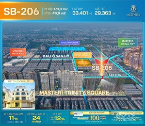 bán căn song lập shop 170m2 sao biển, 2 mặt tiền, đường 20m đối diện cụm 9 tòa chung cư