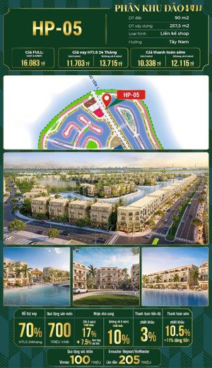 shophouse hp -05 viu biển sau nhà phân khu đảo vua ngay đầu dự án giá cực tốt chỉ 10,33 tỷ