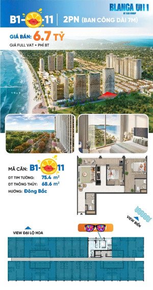 căn hộ 2pn view biển - tầng thấp - tòa b1 có hồ bơi giá giai đoạn 1 chiết khấu 200tr 