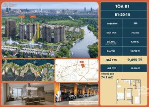 2pn+ 80.5m2 giá 9,7tỷ chiết khấu thanh toán còn 8,4tỷ tháp b1 tầng 20 view nhạc nước| lh 