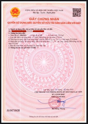 cần bán - đất ở lâu dài - xóm mới - thượng cốc- lạc sơn- hoà bình (cũ) - cách ql12b chỉ 180m