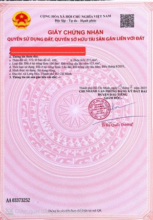 cần bán nguyên lock 7 lô long hòa tp hcm. dt 5x44m, 100m2 tc. giá 370 tr. lh 