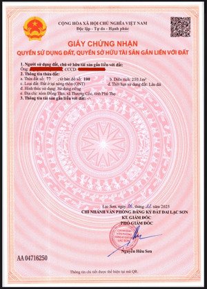 cần bán lô đất tại thượng cốc, full đất ở (ont) , sổ hồng cầm tay ,dân trí cao, cách ql12b chỉ 200m