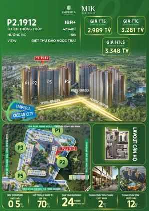sở hữu căn 1pn + 1 47m2 view đảo ngọc trai tại the parkland - imperia ocean park 2