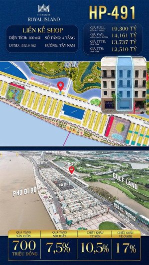 bán shophouse 4pn, 100m2 tại vinhomes royal island, 12,51 tỷ