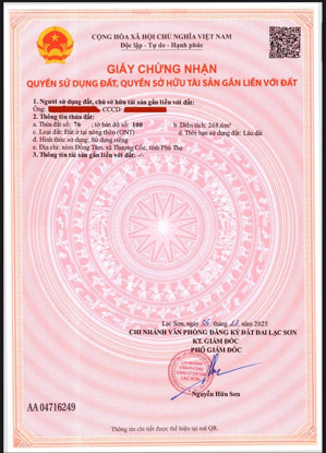 cần bán lô đất tại thượng cốc, full đất ở (ont), sổ hồng cầm tay, dân trí cao, cách ql12b chỉ 200m