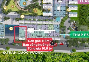 căn góc diện tích 116m2 ban công hướng nam, giá 16,6 tỷ, view thành phố, sun feliza cầu giấy