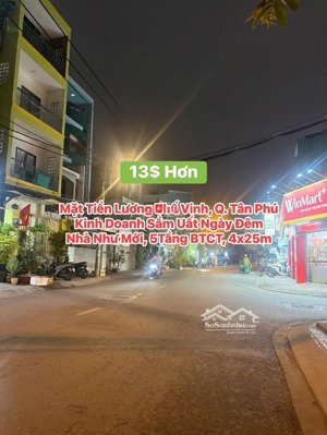 q tân phú, mặt tiền kd lương thế vinh, 5tầng st btct, 100m2 (4x25m) nhà như mới vô ở liền